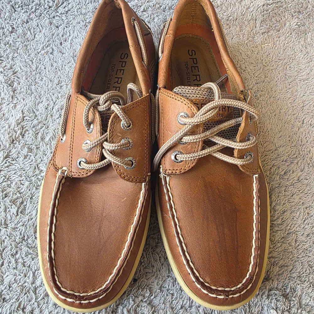 Sperry Top-Sider Unisex Boat Shoes Brown Leather Casual Comfort Mens 8M W9.5 NEW